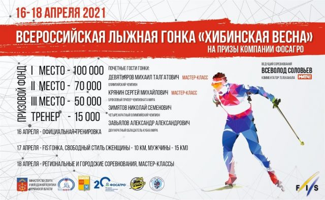 С 16 по 18 апреля на трассах «Тирваса» пройдёт Всероссийская лыжная гонка «Хибинская весна»